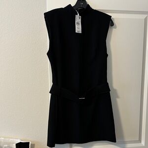 NWT size M/ 6 Mango Black Belted Mini Dress